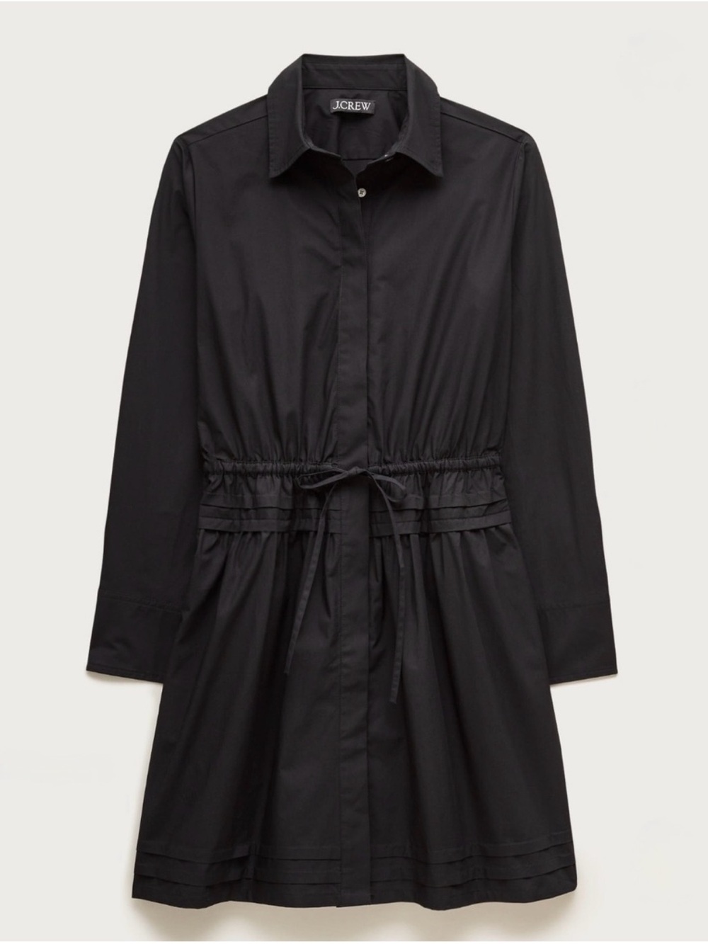NWT J. CREW Elena mini shirt-dress in cotton poplin. Black. 6 petite.